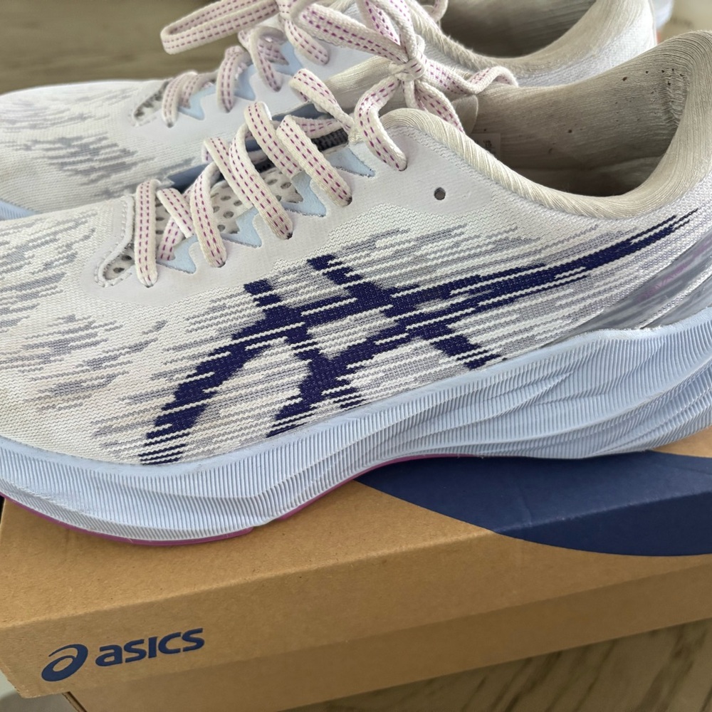 Asics White and Blue Athletic Sneakers